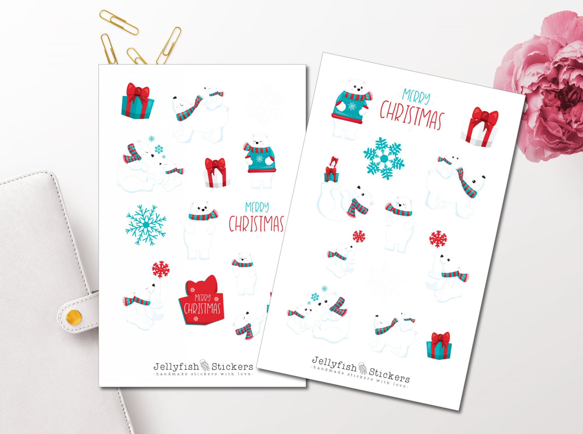 Christmas Polar Bear Sticker Set